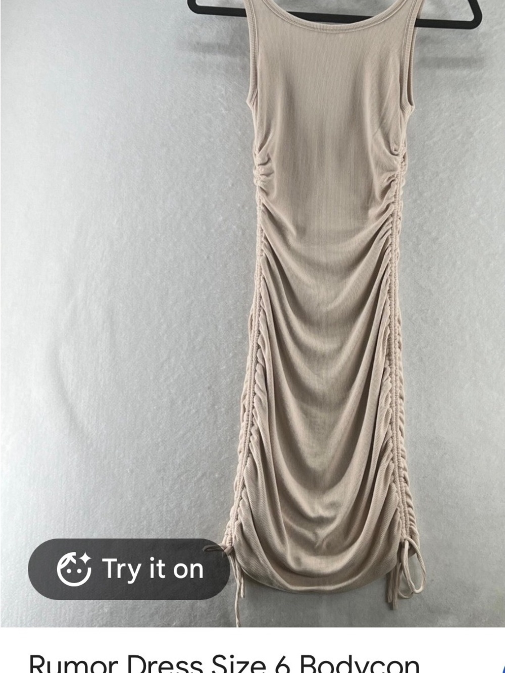 Ruched Sleeveless Midi Dress in Light Beige -P2P21, L33